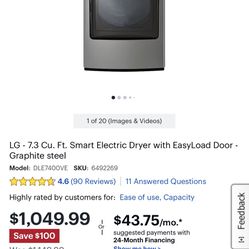 LG Smart Wi-Fi Electric Dryer 