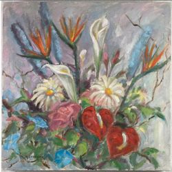 Floral Bouquet Acrylic Painting 24" X 24"