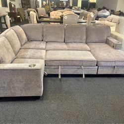 MORE BANG FOR YOUR BUCK!! SLEEPER SECTIONAL WITH CUPHOLDERS AND USB CHARGING PORTS! $825 !!
