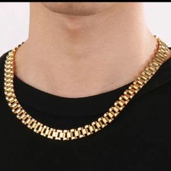 Stainless Steel Gold Necklace And Bracelet Rolex 