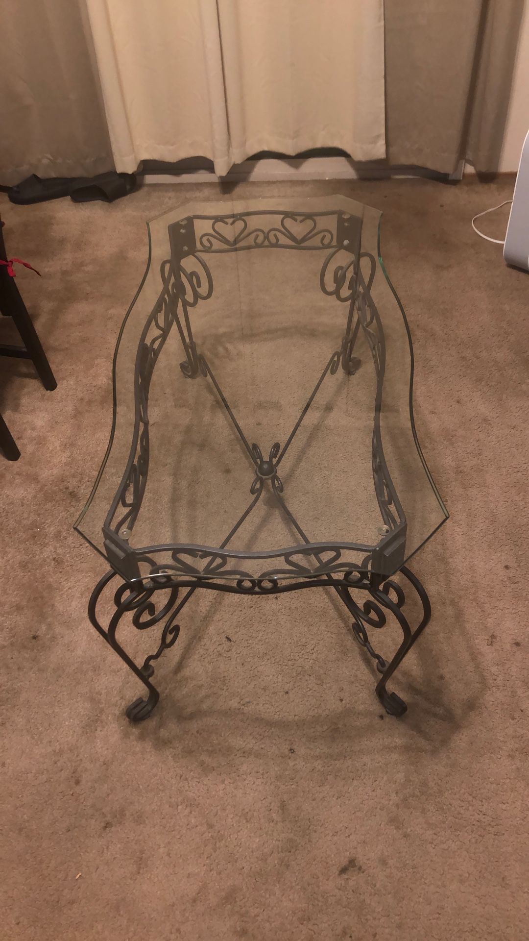 Cast Iron, Glass Coffee Table