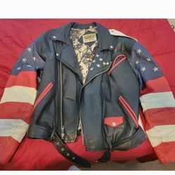 Leather jacket USA with metal stars