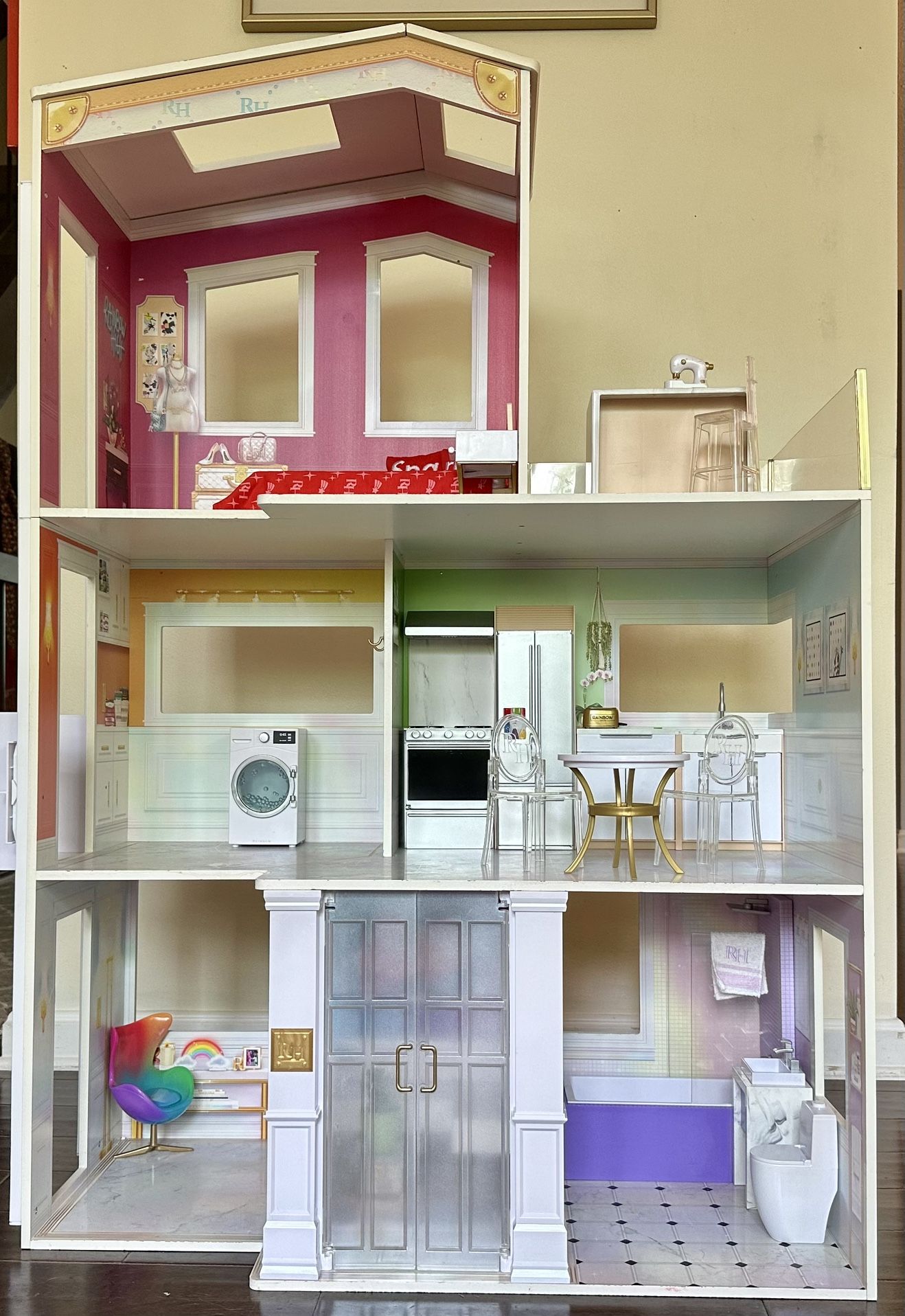 Rainbow High Doll House – 3-Story Wood DollHouse