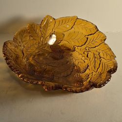 Vintage Amber Gold Indiana Carnival Glass Triangle Candy Dish