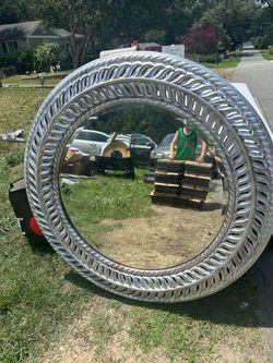 Big Silver Round Mirror