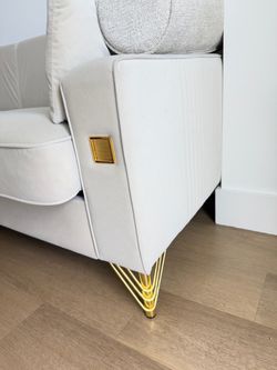 Modern Cream Sofa with Gold Legs – Excellent Condition