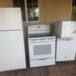 Refrigera, electric stove, dishwasher and microwave