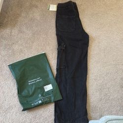 Black Stretchy Halara wide Leg Jean With Cargo Pocket Size Medium Petite