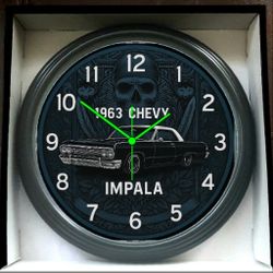 1963 Chevy Impala Chevrolet SS Glow In The Dark Wall Clock New!