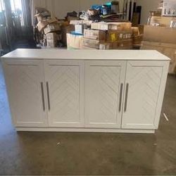 New Assembled Wood Sideboard Buffet Cabinet with Storage Doors and Adjustable Shelf Farmhouse