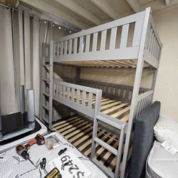 Brand New Gray Twin Twin Twin Bunkbed