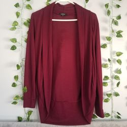 Ambiance Open Front Womens Small Burgundy Long Sleeve Polyester Blend Cardigan
