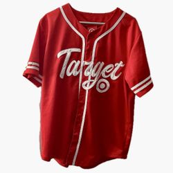 Target Baseball Jersey Red White Button Up Store Employee Size XL