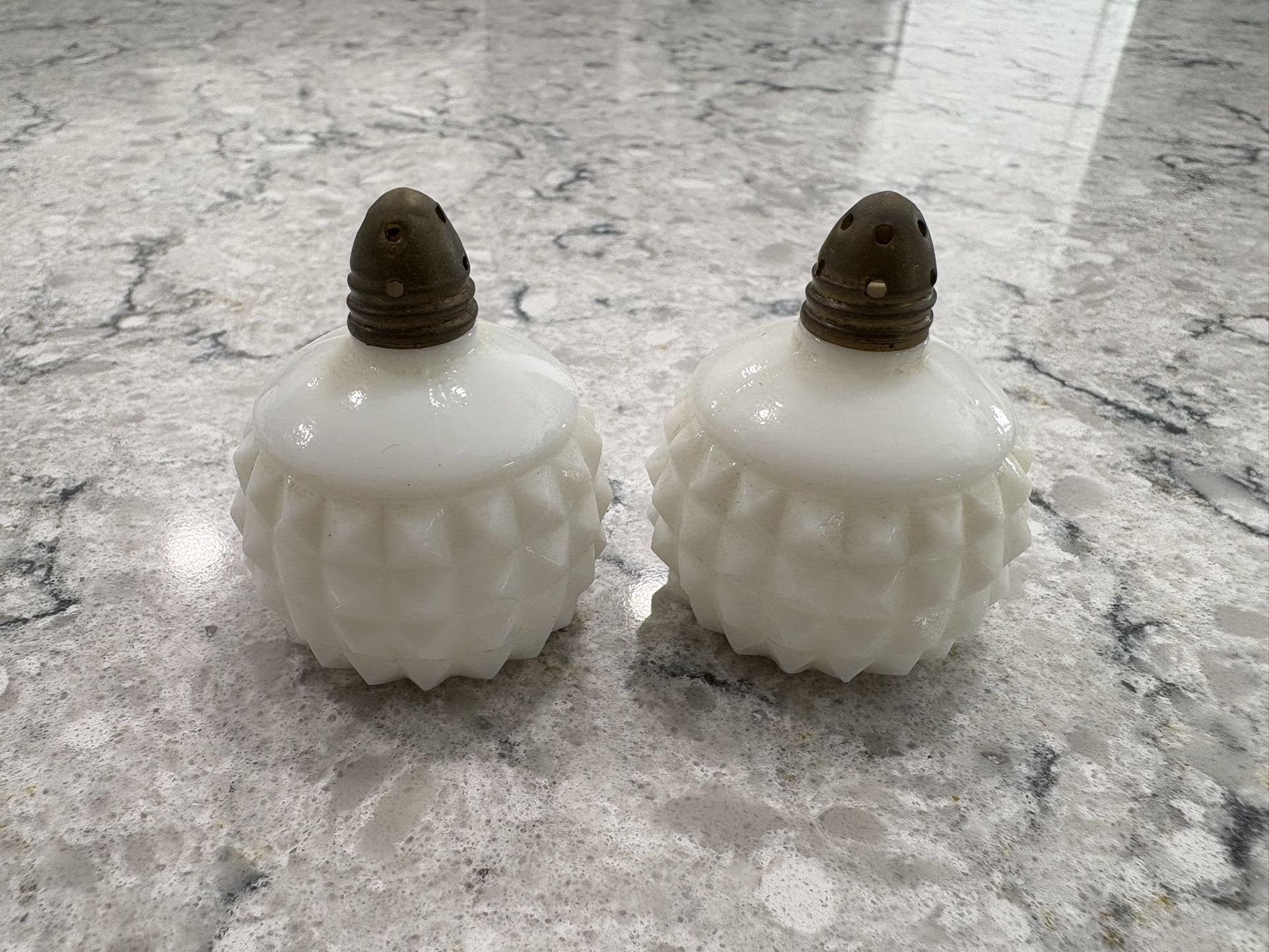 Vintage White Milk Glass Salt and Pepper Shakers