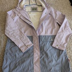 Levi woman's size small lavender and dove gray rain coat 