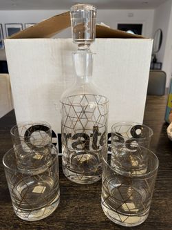 Crate & Barrel Glass Bar Set 