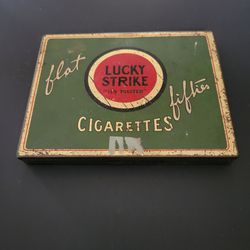 Vintage Lucky Strikes Flat Fifties Green Tin