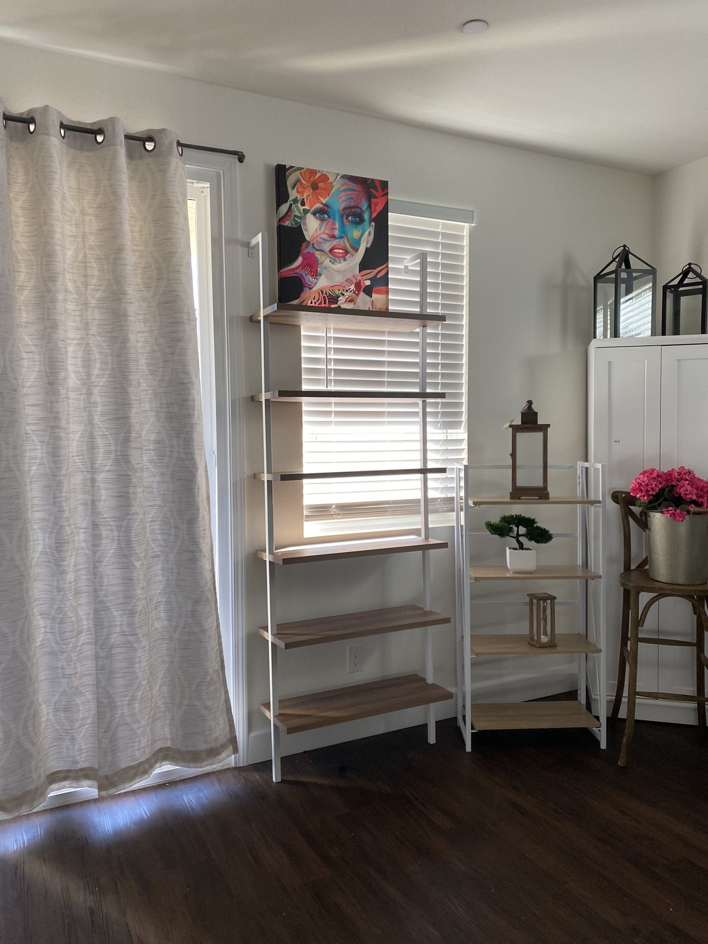New XL 6 Shelf Ladder Bookshelf Oak And Matte White Wall Mount Setup Pickup Or Delivery 🚚 Available