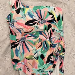 One-Shoulder Floral Swimsuit, Teens Size Medium (14-16) - Vibrant