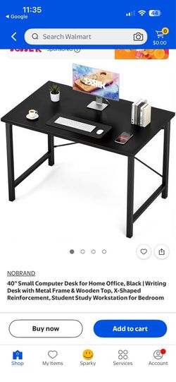 40" Small Computer Desk for Home Office, Black | Writing Desk with Metal Frame & Wooden Top