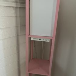 Light Pink Floor Lamp with Shelves