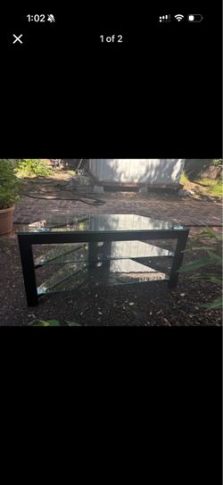 Black Metal and Glass TV Stand
