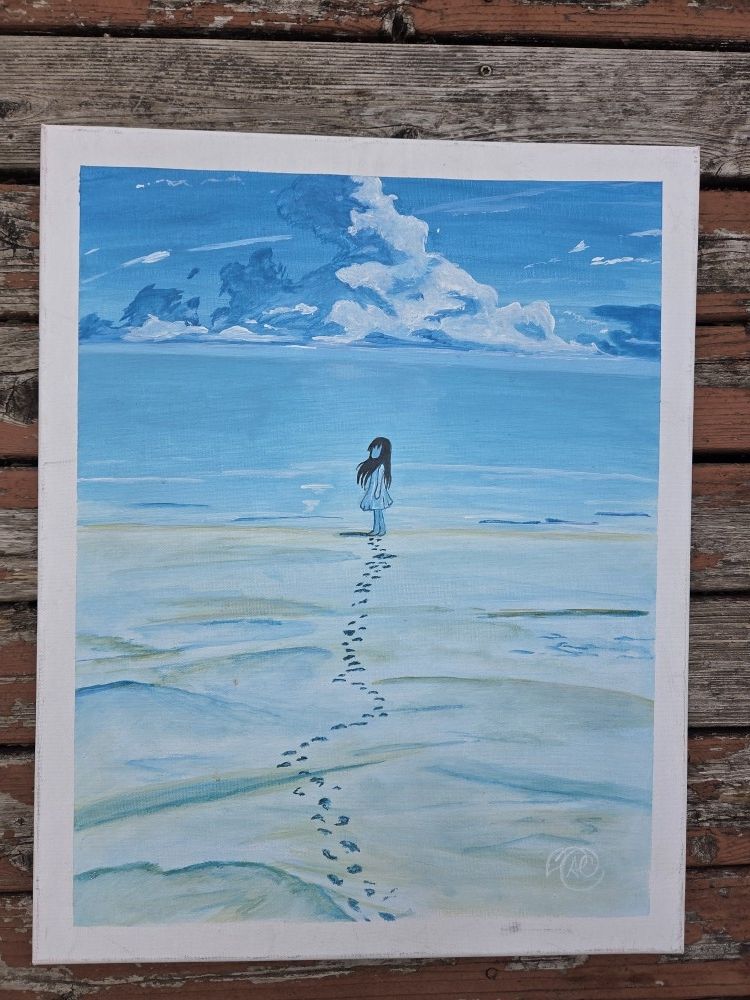 Original Painting Girl By Water