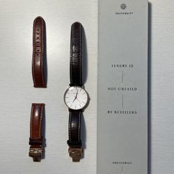 Brathwait Classic Slim Wrist Watch with Top Grain Italian Leather Strap