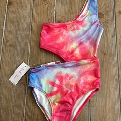 NWT Stella Cove Size 4yrs Tie Dye Asymmetrical Swimsuit in Pink and Blue $125