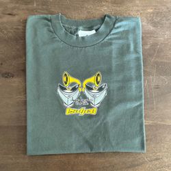 Vintage 90’s ESDJCO ‘ Dope Beats for Life’ Turntable Olive Green T-shirt Sz Large