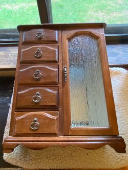 Old Vintage wooden jewelry box