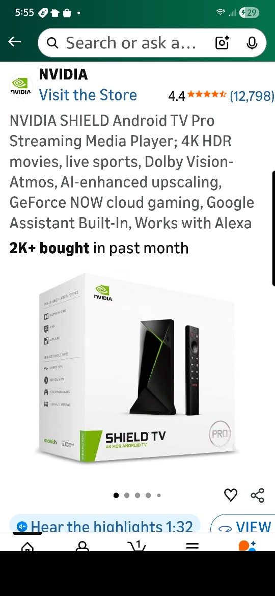 2ea- NVIDIA SHIELD PRO 12gb- Android TV Pro Streaming Media Player; 4K!!