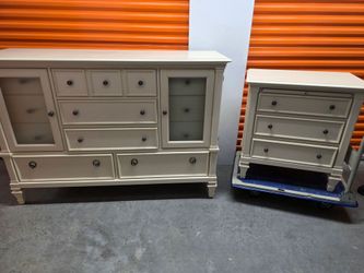 Ivory Wood Dresser and Nightstand Set $500