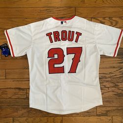 $45 White and City Los Angeles Angels Mike Trout Fully Stitched Jersey