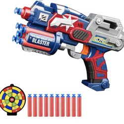 Techcity Big League Blaster Gun Captain America Foam Darts Toy Gun with 10 Refill Foam Bullet Darts and Dart Board Handgun Toy for Kids