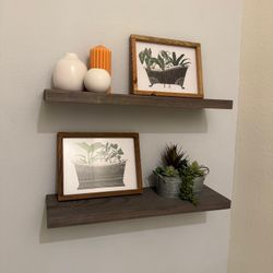 Wood floating shelves for wall - set of 2