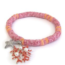 *SALE*  Coral Starfish Coastal Stretch Bracelet *See My Other 800 Items *