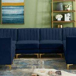 Alina Velvet Navy Modular Sectional

