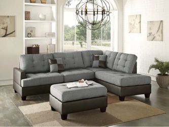 Modern 3pcs Sofa Sectional With Ottoman   $50 Down With No Credit