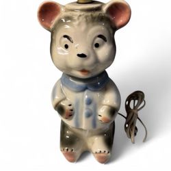 Cusco 1959 Pastel Kitsch Teddy Bear Ceramic Mid-Century Lamp Stamped Working