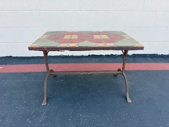 Vintage Tile & Wrought Iron Accent Table