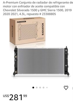 Radiator Compatible with Chevrolet Silverado 1500 and GMC Sierra 1500, 2019 2020-2021, 4.3L, replacement # 23