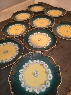 Vintage Elysée Palmarum Germany Porcelain Plates - Set of 10
