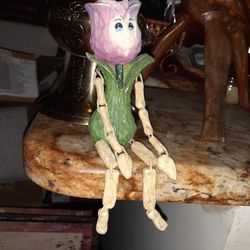 Vintage Anthromorphic Pink Rose Bud Shelf Sitter
