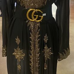 Indian Sequins Black Max Chifton Dress