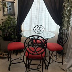 Glass Table With 4 Bar Chairs