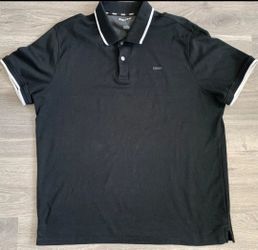 DKNY Shirt Mens Size L Black Short Sleeve Polo-Collar DKNY Logo Casual Cotton Blend