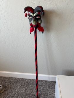 Evil Jester Skull Staff Costume Prop