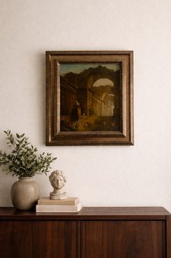 Vintage Framed Classical Architecture Art Print – Ornate Ruins Scene