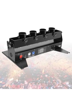 Lanzador de confeti de cuatro cabezales, máquina de confeti profesional de 150 W, controlador DMX 512 con control remoto inalámbrico, adecuado para ev